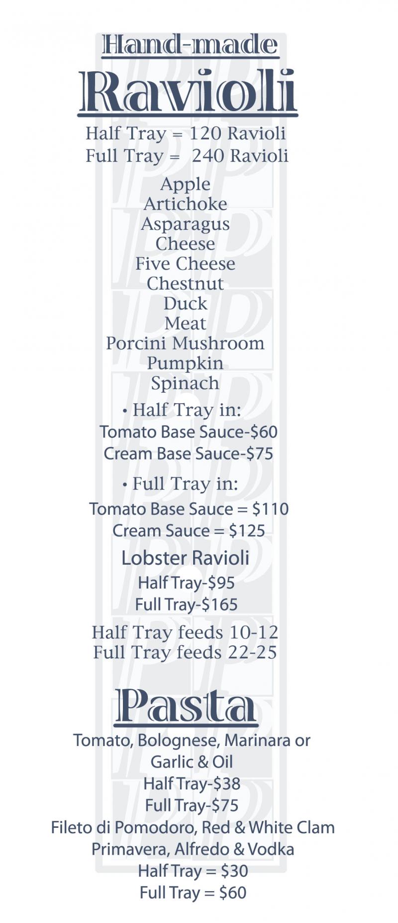 Piccolo's Catering Menu